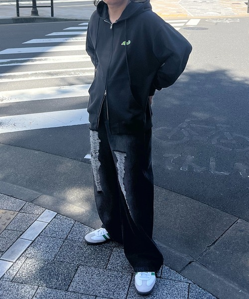 Labordi（ラボード）の「ワンポイントロゴ刺繍 ビッグシルエット ダブルジップアップパーカー フーディー（パーカー・メンズ・チャコールグレー/アッシュグレー/ブラック・M/L）」の12枚目の写真