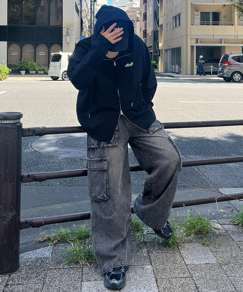 Labordi（ラボード）の「ワンポイントロゴ刺繍 ビッグシルエット ダブルジップアップパーカー フーディー（パーカー・メンズ・チャコールグレー/アッシュグレー/ブラック・M/L）」の14枚目の写真