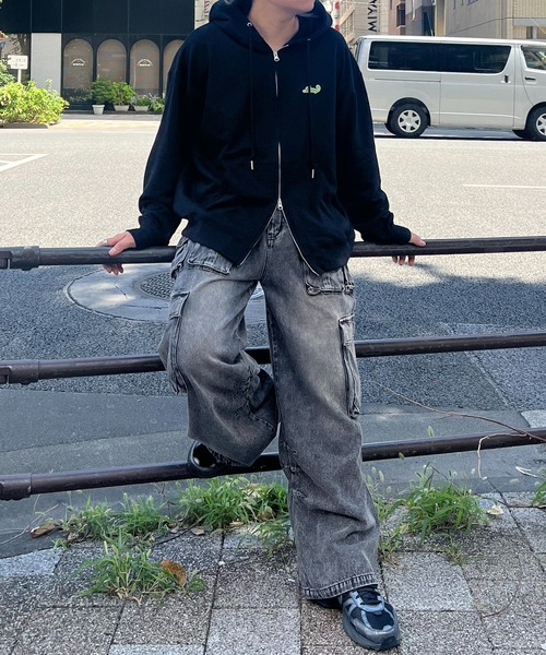 Labordi（ラボード）の「ワンポイントロゴ刺繍 ビッグシルエット ダブルジップアップパーカー フーディー（パーカー・メンズ・チャコールグレー/アッシュグレー/ブラック・M/L）」の15枚目の写真