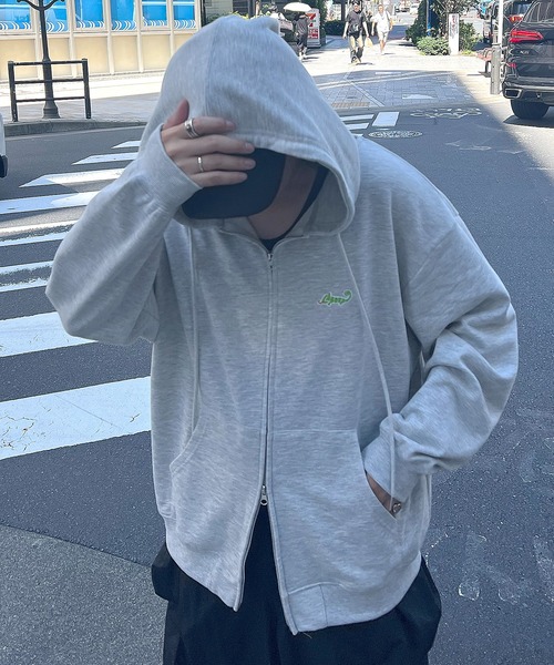 Labordi（ラボード）の「ワンポイントロゴ刺繍 ビッグシルエット ダブルジップアップパーカー フーディー（パーカー・メンズ・チャコールグレー/アッシュグレー/ブラック・M/L）」の22枚目の写真