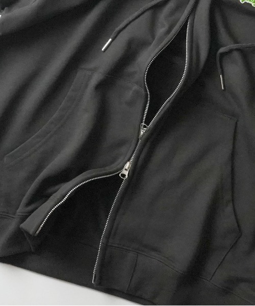 ワンポイントロゴ刺繍 ビッグシルエット ダブルジップアップ