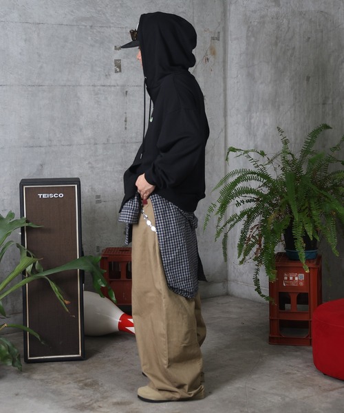 セール】ワンポイントロゴ刺繍 ビッグシルエット ダブルジップアップ