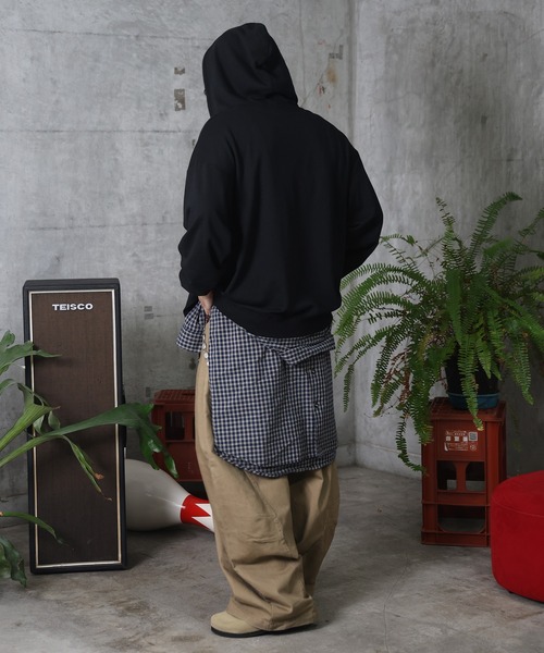 セール】ワンポイントロゴ刺繍 ビッグシルエット ダブルジップアップ