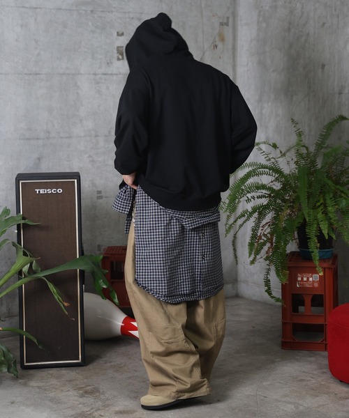 セール】ワンポイントロゴ刺繍 ビッグシルエット ダブルジップアップ