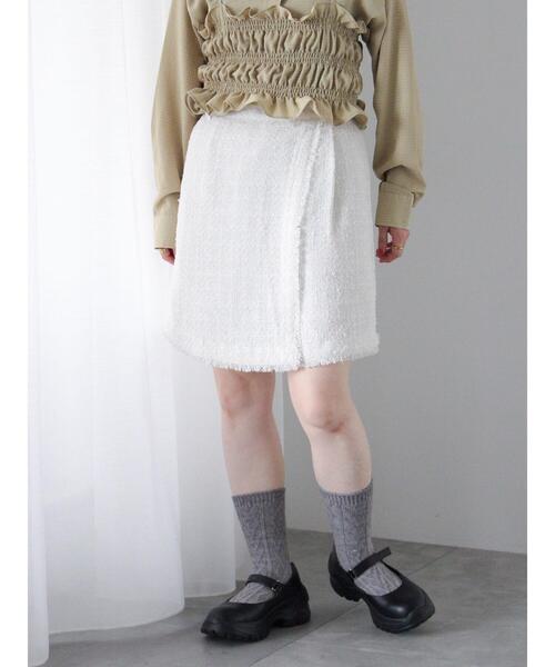 ehka sopo(エヘカソポ)の「ツイードラップパンツ(セットアップ可)(その他パンツ・レディース・サックスブルー/オフホワイト/ブラック・F)」の1枚目の写真