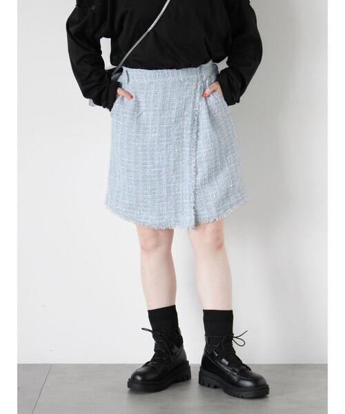 ehka sopo(エヘカソポ)の「ツイードラップパンツ(セットアップ可)(その他パンツ・レディース・サックスブルー/オフホワイト/ブラック・F)」の3枚目の写真