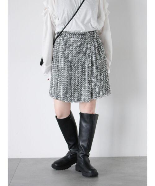 ehka sopo(エヘカソポ)の「ツイードラップパンツ(セットアップ可)(その他パンツ・レディース・サックスブルー/オフホワイト/ブラック・F)」の18枚目の写真