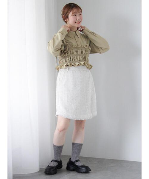 ehka sopo(エヘカソポ)の「ツイードラップパンツ(セットアップ可)(その他パンツ・レディース・サックスブルー/オフホワイト/ブラック・F)」の4枚目の写真