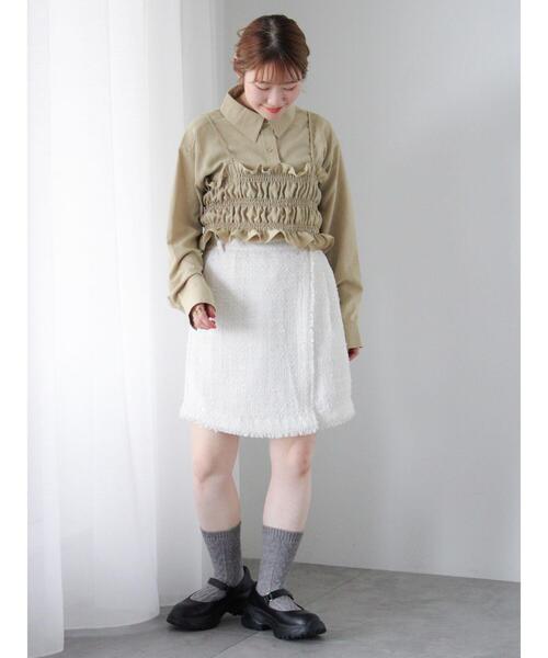 ehka sopo(エヘカソポ)の「ツイードラップパンツ(セットアップ可)(その他パンツ・レディース・サックスブルー/オフホワイト/ブラック・F)」の5枚目の写真