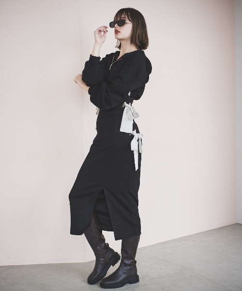 ANIECA ポンチジップフーディー　上下 セットアップ　ブラック セール】ダンボールポンチパーカーセットアップ（セットアップ