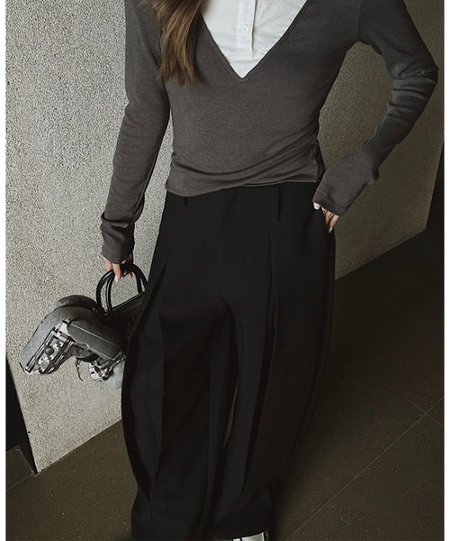 aimoha(アイモハ)の「【moyo】インバーテッド プリーツパンツ(その他パンツ・レディース・ブラック/グレー・LARGE/MEDIUM/SMALL)」の6枚目の写真