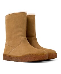 Camper ブラウンショートブーツ 35 カンペール ショートブーツ 本革レザー サイドジップ シューズ