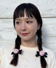 poiregnee（ポワニェ）の「［select］リボンローズヘアクリップ 2個セット（バレッタ/ヘアクリップ・レディース）」