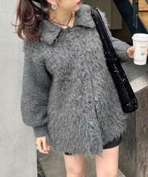 Kastane（カスタネ）の「*【4色展開】ウェーブ起毛ロングニット（カーディガン/ボレロ・レディース）」