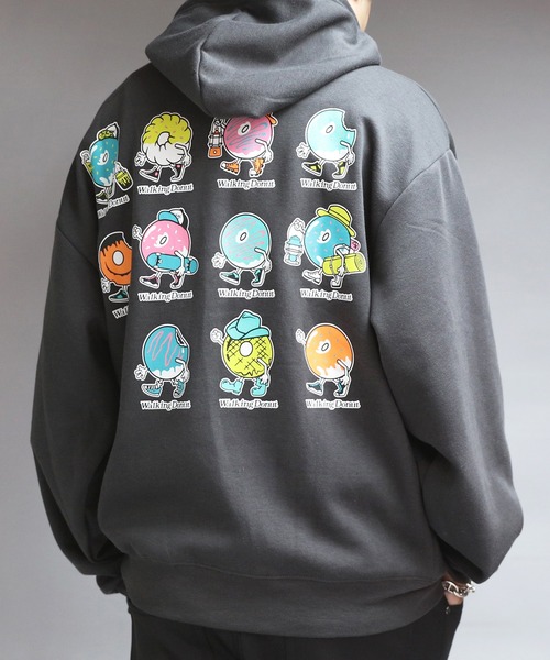 ８(eight)（エイト）の「裏起毛WALKING DONUTプルパーカー（パーカー・メンズ・スミクロ/ホワイト/ブラック・MEDIUM/X-LARGE/LARGE）」の3枚目の写真