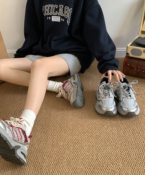 MEMECLE(メメクル)の「【 MEMECLE / メメクル 】シルバーメッシュ 厚底 カジュアルスニーカー(スニーカー・レディース・レッド/シルバー・S/M/L)」の11枚目の写真