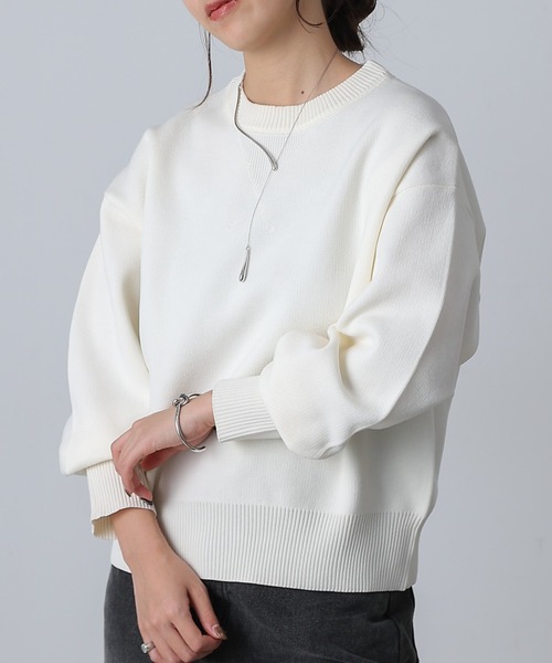 COLONY 2139（コロニートゥーワンスリーナイン）の「ガゼット付スウェットライクニット（ニット/セーター・レディース・ブラック/オフホワイト/グレー/ブラウン/ネイビー・FREE）」の2枚目の写真