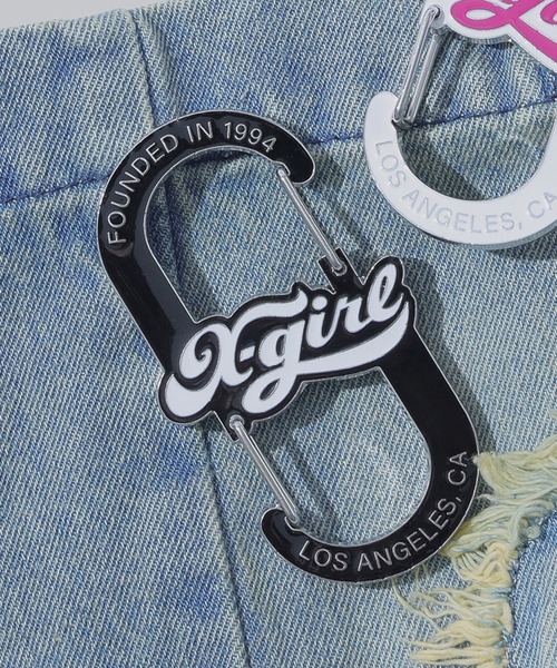 X-girl（エックスガール）の「CHEERFUL LOGO CARABINER（キーケース/キーアクセサリー・レディース・ホワイト/ライトブルー/ブラック・ONE SIZE）」の3枚目の写真