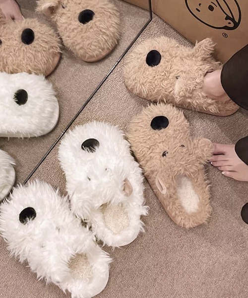 ニコちゃん　スリッパ　リアルファー　ミンク　新品　人気　ルームシューズ ニコちゃんスリッパリアルファーミンク新品人気ルームシューズ