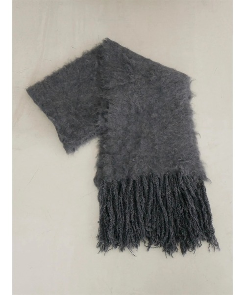 TRUNC（トランクエイティーエイト）の「Fluffy Fringe Stole（ストール/ショール・レディース・ブラック/チャコールグレー/ブルー/アイボリー・FREE）」の2枚目の写真