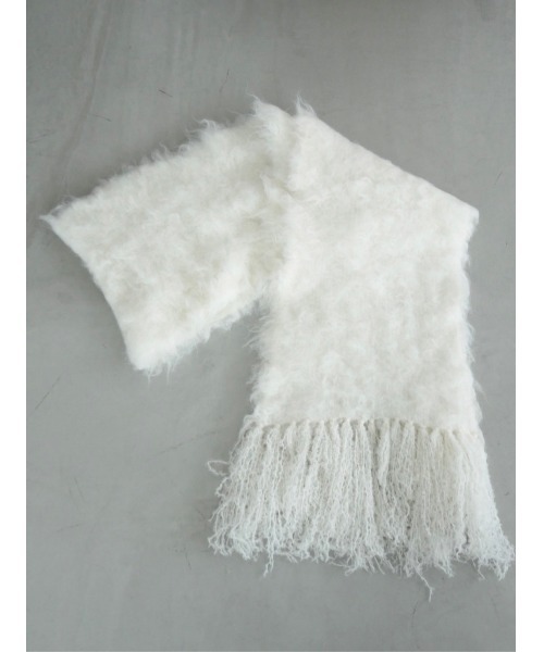 TRUNC（トランクエイティーエイト）の「Fluffy Fringe Stole（ストール/ショール・レディース・ブラック/チャコールグレー/ブルー/アイボリー・FREE）」の14枚目の写真