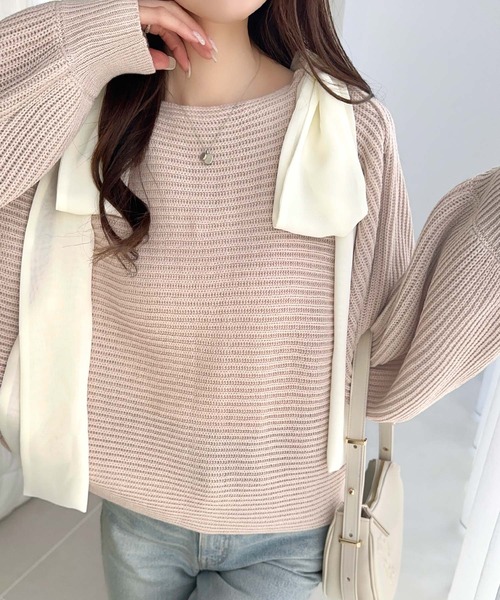 mily bilet（ミウィビレット）の「【mily bilet】あざとかわいい♪肩シフォンリボンマルチウェイニットカーディガン(ショート丈)（カーディガン/ボレロ・レディース・チャコールグレー/アイボリー/ピンク・LARGE/MEDIUM/SMALL/X-LARGE）」の21枚目の写真