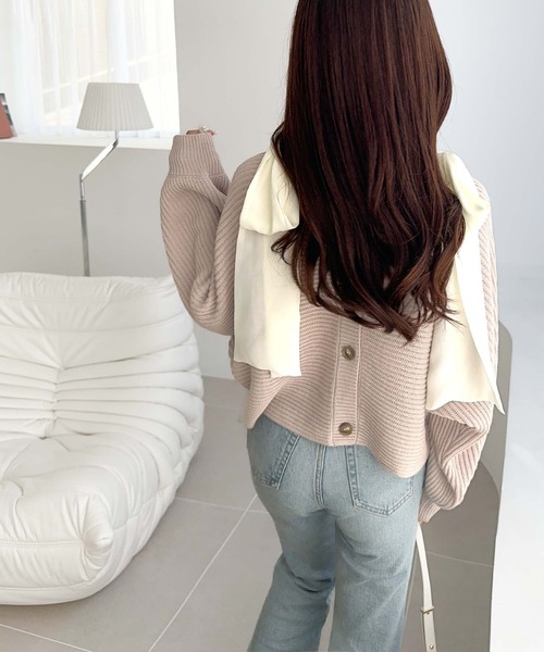 mily bilet（ミウィビレット）の「【mily bilet】あざとかわいい♪肩シフォンリボンマルチウェイニットカーディガン(ショート丈)（カーディガン/ボレロ・レディース・チャコールグレー/アイボリー/ピンク・LARGE/MEDIUM/SMALL/X-LARGE）」の20枚目の写真