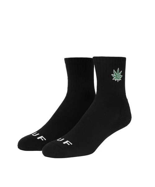HUF（ハフ）の「PLANTLIFE EMB 1/4 SOCKS（ソックス/靴下・メンズ・ホワイト/ブラック・O/S）」の2枚目の写真