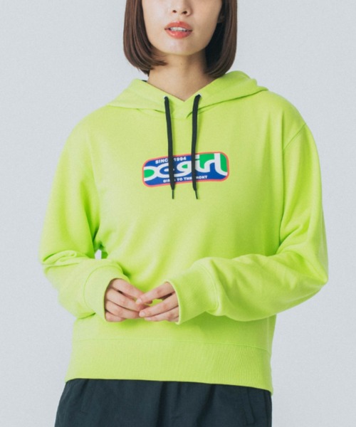 X-girl（エックスガール）の「X-GIRL/エックスガール クロップド丈パーカー 155251012002（パーカー・レディース・ライトブルー/グレー/ホワイト/ライム/オレンジ/ライトイエロー・L/M）」の3枚目の写真