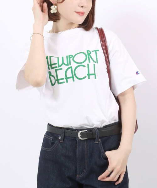 tシャツ 「追加」「LOURMARIN」ロゴプリントコットンTシャツ レディース セール】Champion（チャンピオン）フロントロゴプリントルーズ