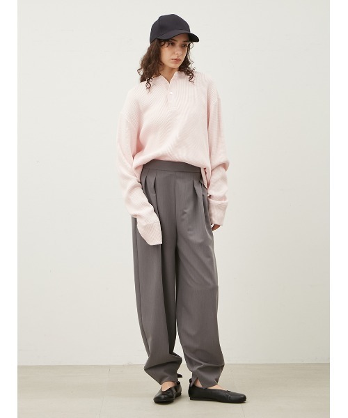 Mila Owen(ミラオーウェン)の「ワッフルヘンリーカットトップス【手洗い可能】(Tシャツ/カットソー・レディース・ブルー/ネイビー/ホワイト/ピンク・FREE)」の5枚目の写真