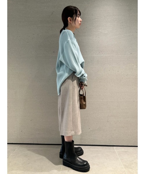 Mila Owen(ミラオーウェン)の「ワッフルヘンリーカットトップス【手洗い可能】(Tシャツ/カットソー・レディース・ブルー/ネイビー/ホワイト/ピンク・FREE)」の18枚目の写真