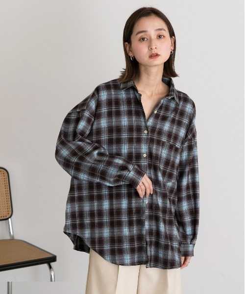 ad thie(アドティエ)の「オーバーサイズ チェックシャツ(シャツ/ブラウス・レディース・ブラック/ブルー/レッド/ブラウン・FREE)」の21枚目の写真