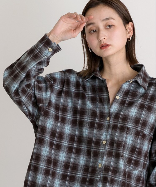 ad thie(アドティエ)の「オーバーサイズ チェックシャツ(シャツ/ブラウス・レディース・ブラック/ブルー/レッド/ブラウン・FREE)」の22枚目の写真