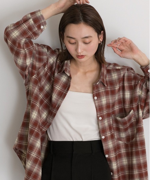 ad thie(アドティエ)の「オーバーサイズ チェックシャツ(シャツ/ブラウス・レディース・ブラック/ブルー/レッド/ブラウン・FREE)」の19枚目の写真