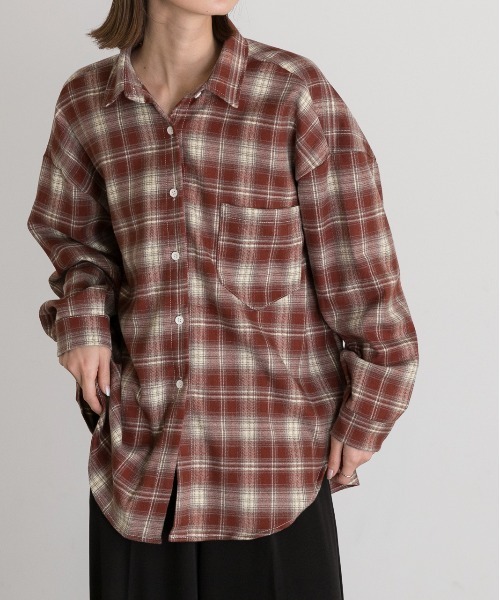 ad thie(アドティエ)の「オーバーサイズ チェックシャツ(シャツ/ブラウス・レディース・ブラック/ブルー/レッド/ブラウン・FREE)」の11枚目の写真