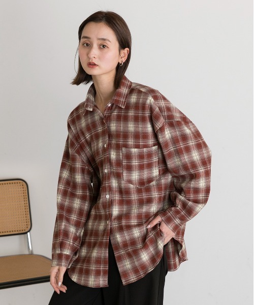 ad thie(アドティエ)の「オーバーサイズ チェックシャツ(シャツ/ブラウス・レディース・ブラック/ブルー/レッド/ブラウン・FREE)」の12枚目の写真