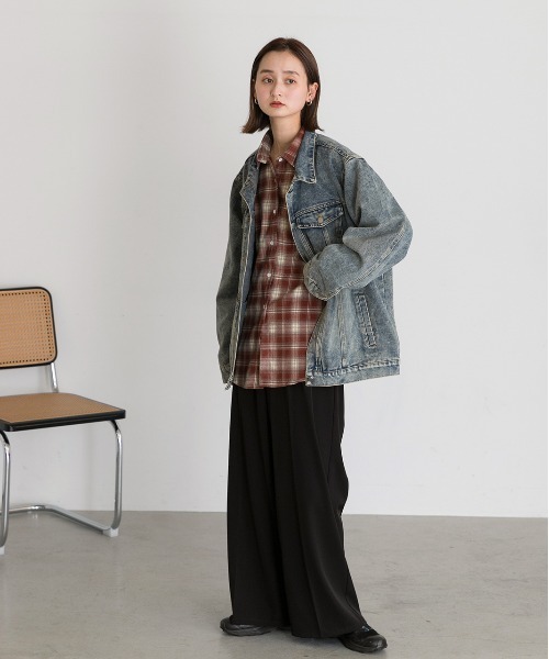 ad thie(アドティエ)の「オーバーサイズ チェックシャツ(シャツ/ブラウス・レディース・ブラック/ブルー/レッド/ブラウン・FREE)」の6枚目の写真