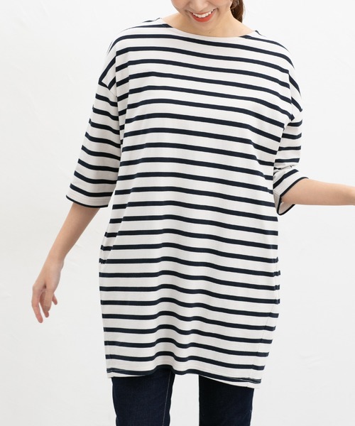 Honeys（ハニーズ）の「【ＵＶカット】７分袖コクーンチュニック（チュニック・レディース・ブラック系その他/ネイビー系/ブルー/ブラック・L/LL/M）」の4枚目の写真