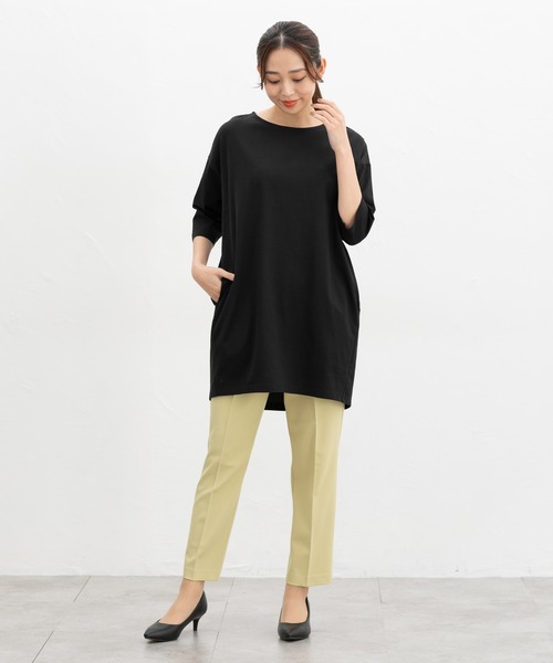 Honeys（ハニーズ）の「【ＵＶカット】７分袖コクーンチュニック（チュニック・レディース・ブラック系その他/ネイビー系/ブルー/ブラック・L/LL/M）」の6枚目の写真