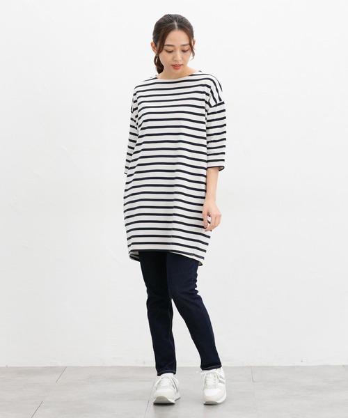 Honeys（ハニーズ）の「【ＵＶカット】７分袖コクーンチュニック（チュニック・レディース・ブラック系その他/ネイビー系/ブルー/ブラック・L/LL/M）」の10枚目の写真