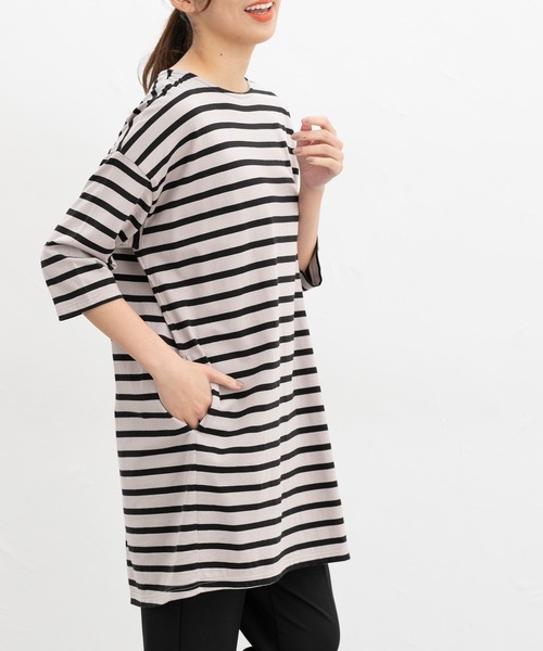 Honeys（ハニーズ）の「【ＵＶカット】７分袖コクーンチュニック（チュニック・レディース・ブラック系その他/ネイビー系/ブルー/ブラック・L/LL/M）」の15枚目の写真