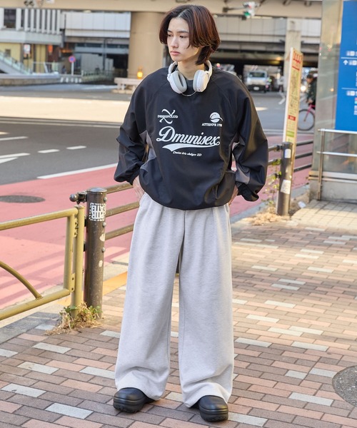 MONO-MART（モノマート）の「タックワイド裾ドローコードストレートスウェットパンツ（スウェットパンツ・メンズ・ブラック/アイボリー/ダークグレー/ライトグレー・S/M/L）」の13枚目の写真