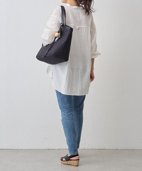 BEARDSLEY(ビアズリー)の「麻混オーバーシャツ(シャツ/ブラウス・レディース・ホワイト/カーキ・FREE)」の5枚目の写真