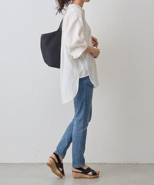 BEARDSLEY(ビアズリー)の「麻混オーバーシャツ(シャツ/ブラウス・レディース・ホワイト/カーキ・FREE)」の7枚目の写真