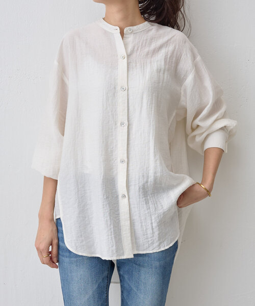 BEARDSLEY(ビアズリー)の「麻混オーバーシャツ(シャツ/ブラウス・レディース・ホワイト/カーキ・FREE)」の8枚目の写真