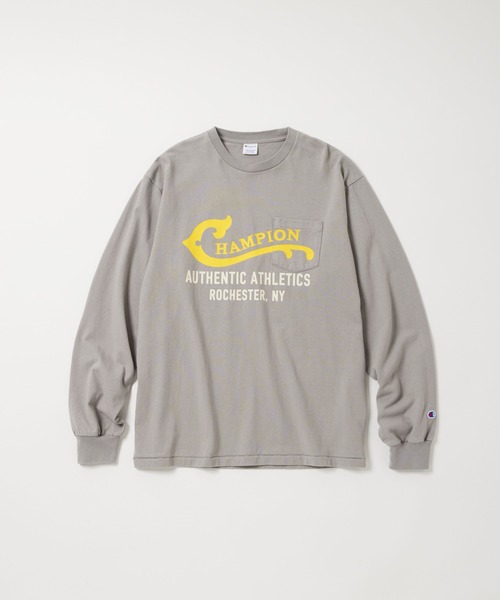 Champion(チャンピオン)の「【Champion/チャンピオン】直営限定コレクション メンズ ロングスリーブTシャツ(Tシャツ/カットソー・メンズ・グレー系その他/オフホワイト/ダークネイビー・SMALL/LARGE/X-LARGE/MEDIUM)」の1枚目の写真