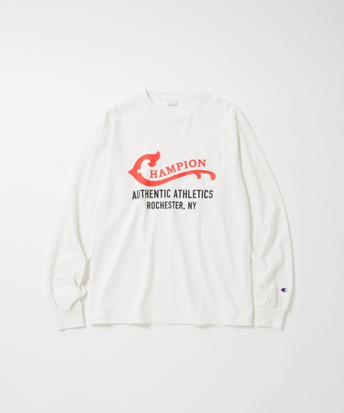 Champion(チャンピオン)の「【Champion/チャンピオン】直営限定コレクション メンズ ロングスリーブTシャツ(Tシャツ/カットソー・メンズ・グレー系その他/オフホワイト/ダークネイビー・SMALL/LARGE/X-LARGE/MEDIUM)」の2枚目の写真