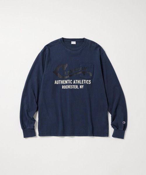 Champion(チャンピオン)の「【Champion/チャンピオン】直営限定コレクション メンズ ロングスリーブTシャツ(Tシャツ/カットソー・メンズ・グレー系その他/オフホワイト/ダークネイビー・SMALL/LARGE/X-LARGE/MEDIUM)」の3枚目の写真