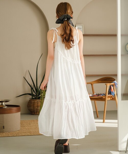 kastane ティアードワンピース インド綿ティアードロングワンピース（ワンピース）｜Kastane